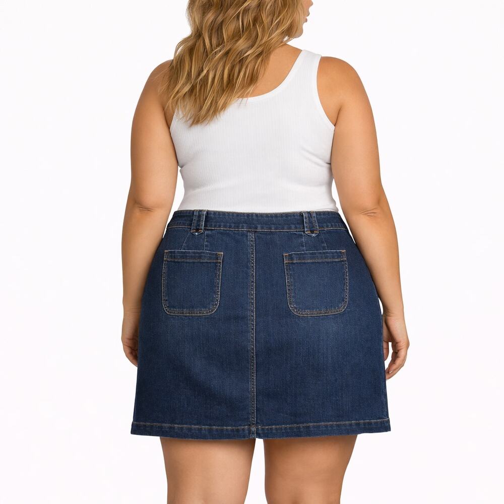 Talbots Denim Jean Mini Skirt Womens Plus Size 20 Blue Stretch Nautical Classic - Picture 2 of 9